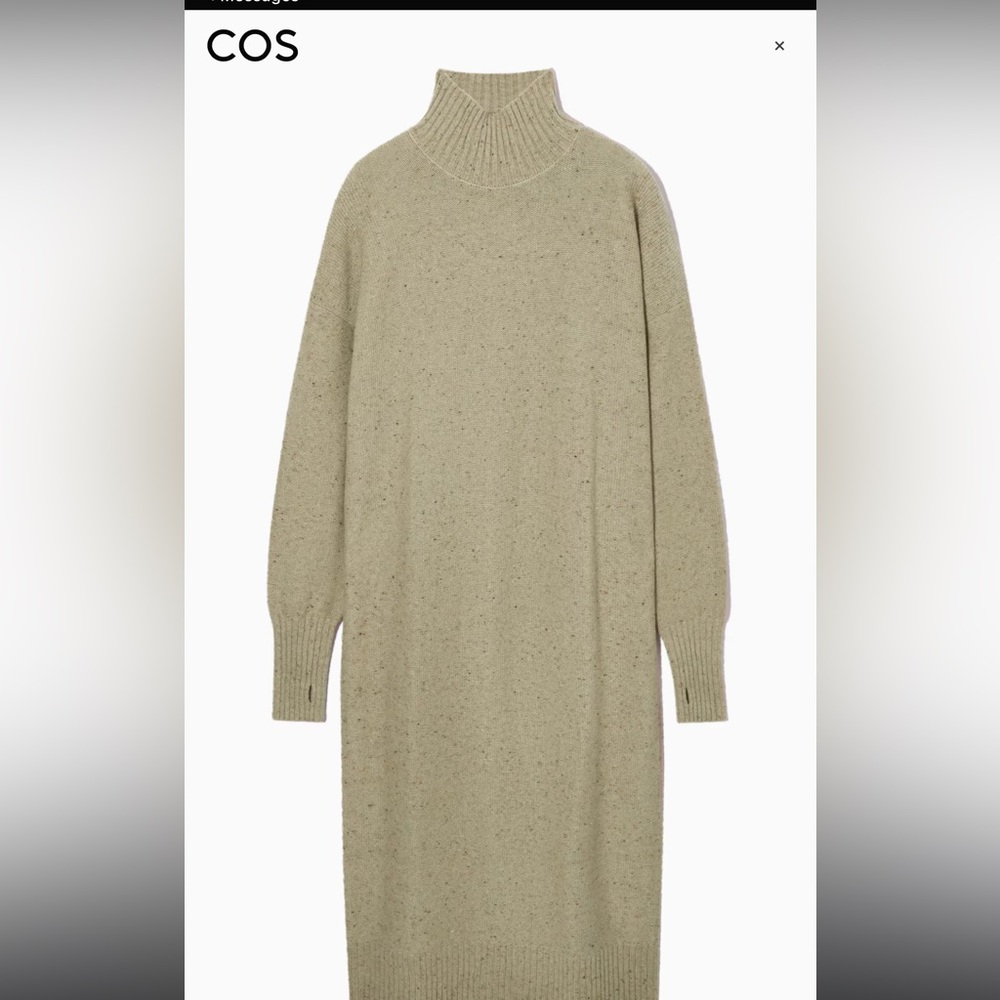 COS Olive Green Turtleneck Sweater Dress